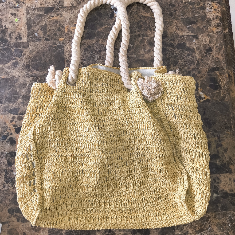 Yellow Woven Tote Bag
